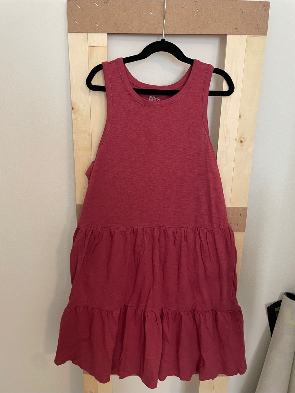Market & Spruce Raspberry Tiered Sleeveless Dress